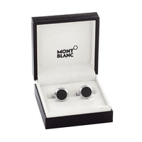 أزرار أكمام مونت بلانك، ستانلس ستيل، عقيق أسود