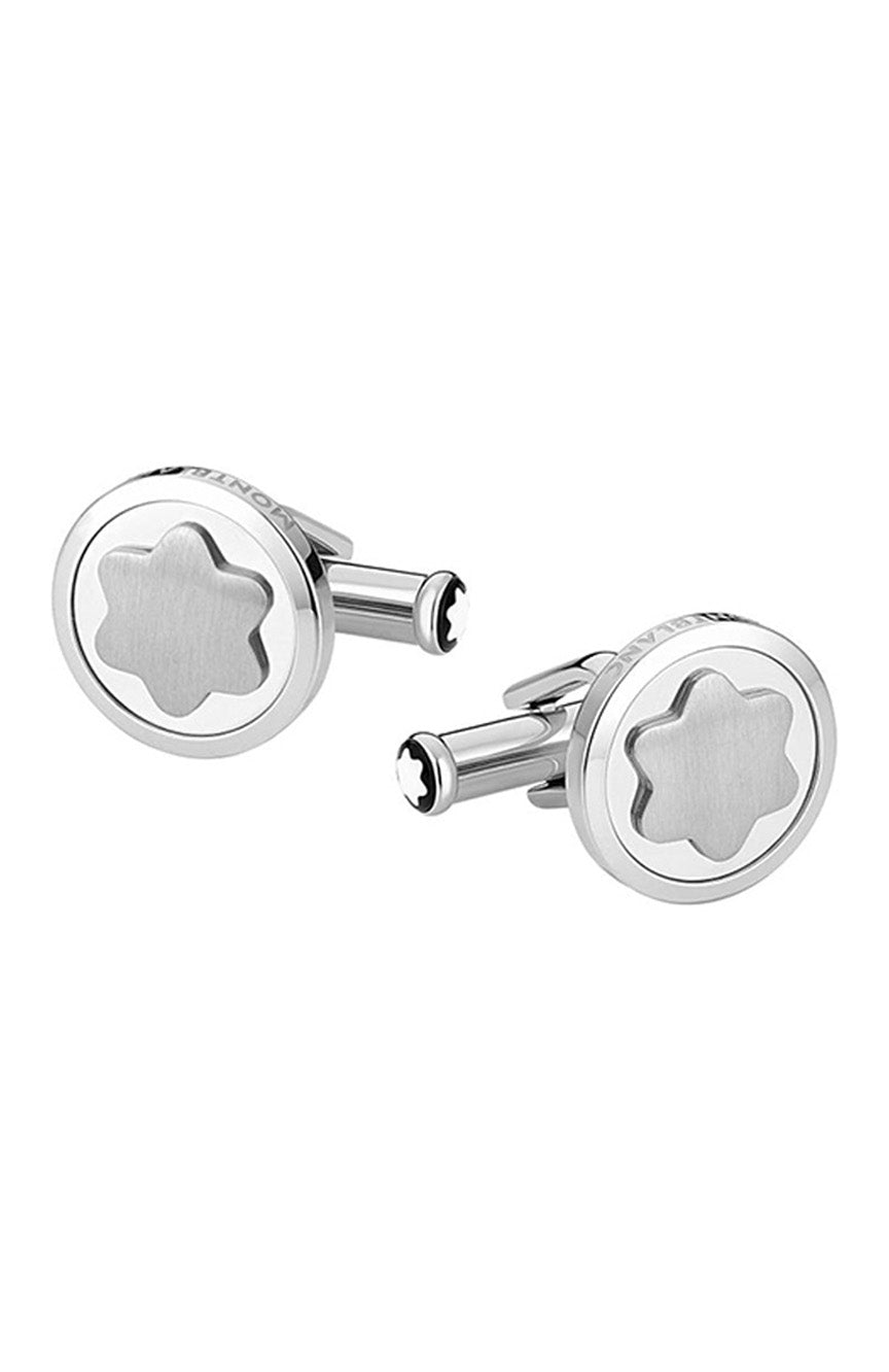 أزرار أكمام مونت بلانك بشعار الثلج الدائري المصنوع من الفولاذ