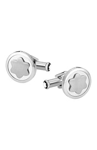 أزرار أكمام مونت بلانك بشعار الثلج الدائري المصنوع من الفولاذ