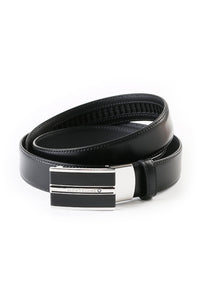 حزام جلدي مونت بلانك أسود 30 مم من الفولاذ