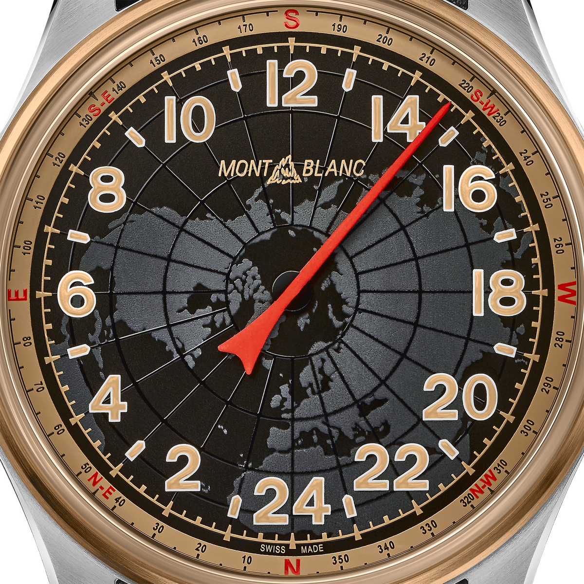 مون بلان 1858 التلقائي 24 ساعة الاتصال الهاتفي الأسود