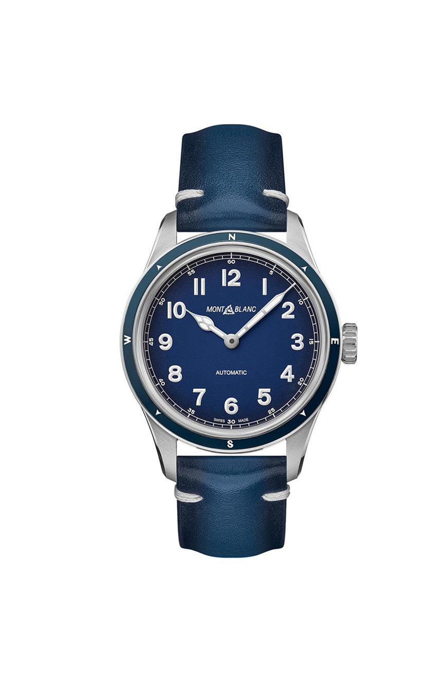 ساعة مونت بلانك 1858 أوتوماتيكية بمينا زرقاء