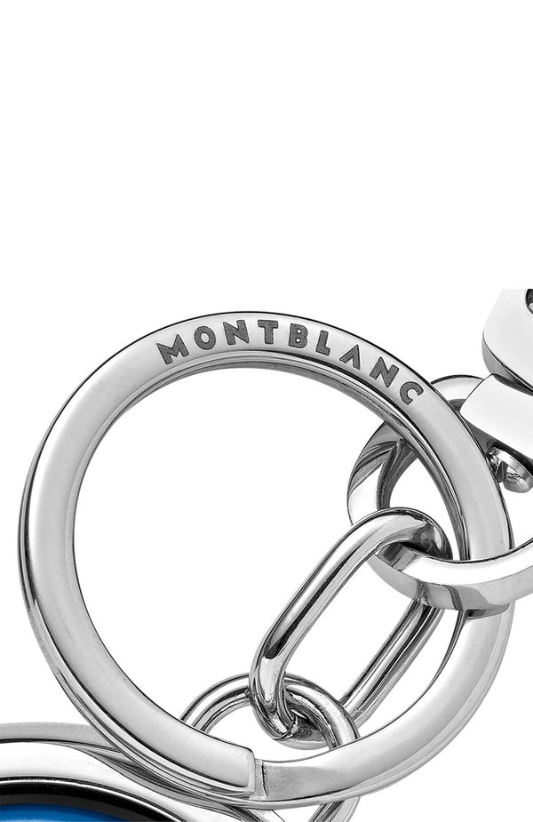 سلسلة مفاتيح مون بلان مايسترستوك سبيننج إمبلم باللون الأزرق والرمادي