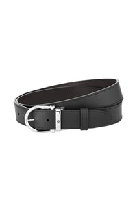 حزام جلدي قابل للعكس من Montblanc Horseshoe بإبزيم أسود/بني مقاس 35 مم