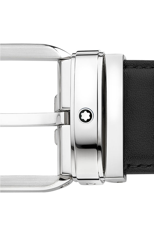 حزام جلدي مونت بلانك أسود مقاس 35 مم