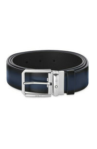 حزام مونت بلانك 35 مم من الجلد بمشبك دبوس أزرق