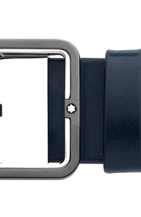 حزام جلدي قابل للعكس من مونت بلانك أزرق/رمادي مقاس 35 مم