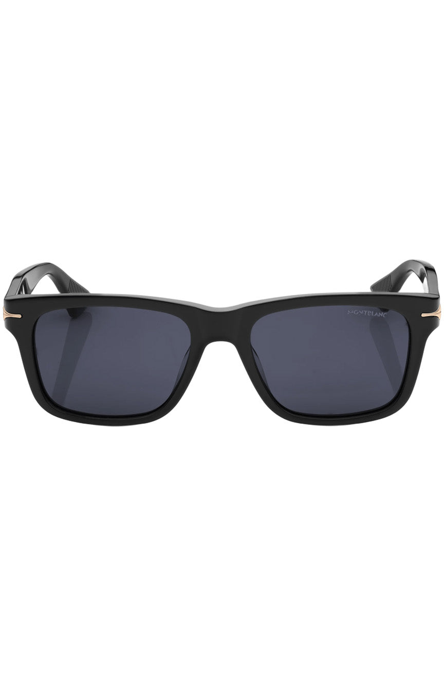 نظارة شمسية مونت بلانك مستطيلة الشكل بإطار أسيتات أسود اللون