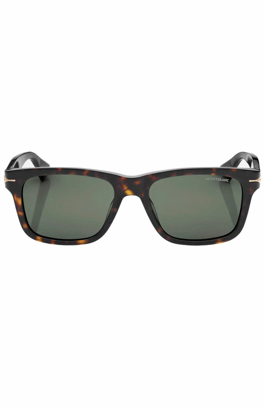 نظارة شمسية مونت بلانك مستطيلة الشكل بإطار أسيتات بلون هافانا