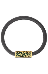 Montblanc Bracelet Meisterstruck Origins Green Steel, Leather Yellow Steel Black Calf Leather