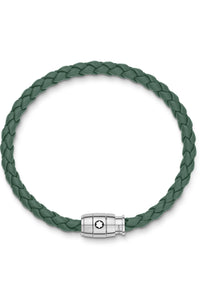Montblanc Bracelet 3 Rings Closing Pewter steel, leather White steel Green Calf Leather