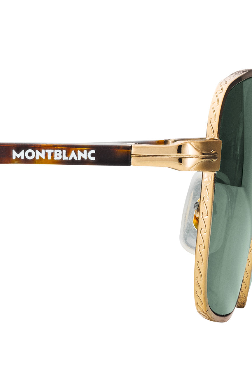 نظارة شمسية مون بلان مستطيلة بإطار ذهبي