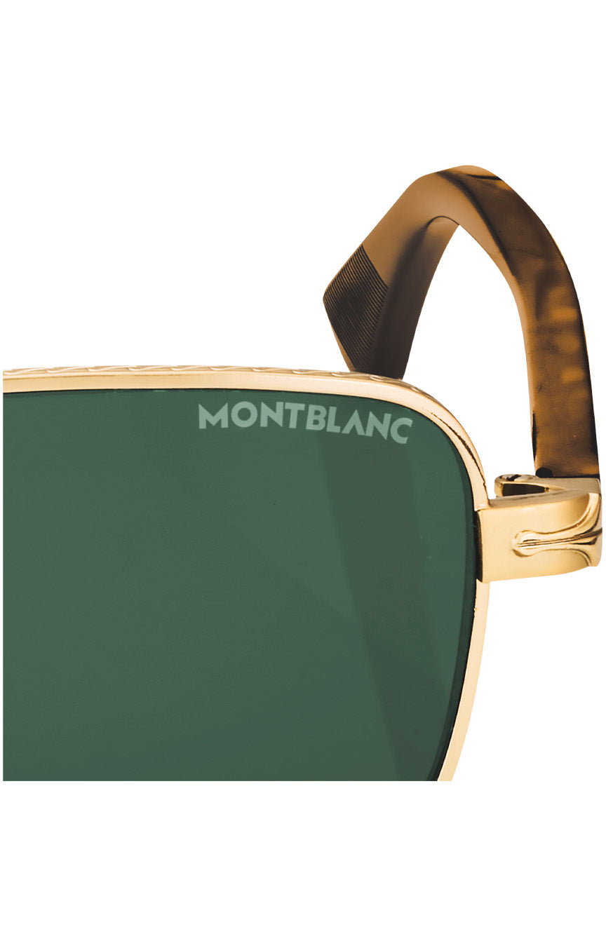 نظارة شمسية مون بلان مستطيلة بإطار ذهبي