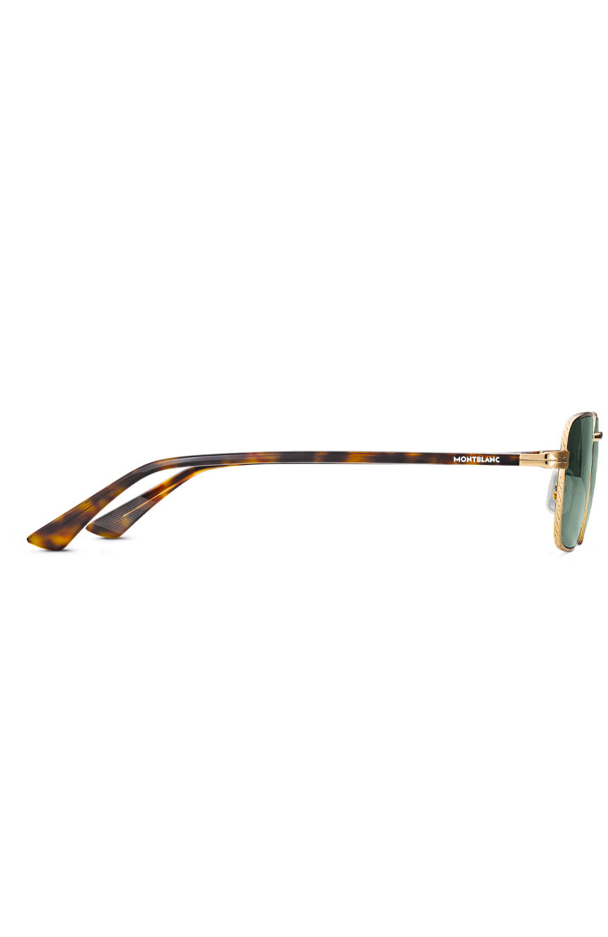 نظارة شمسية مونت بلانك مستطيلة بإطار ذهبي اللون