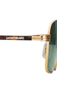 نظارة شمسية مونت بلانك مستطيلة بإطار ذهبي اللون