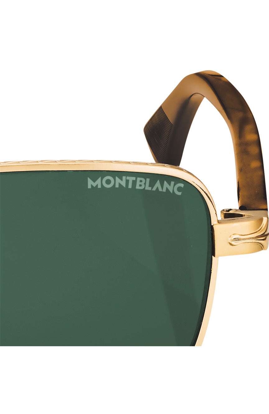 نظارة شمسية مونت بلانك مستطيلة بإطار ذهبي اللون