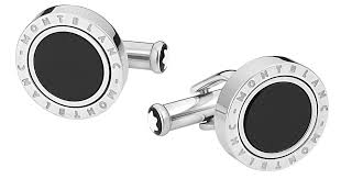 Montblanc Cuff Links, round, steel, onyx