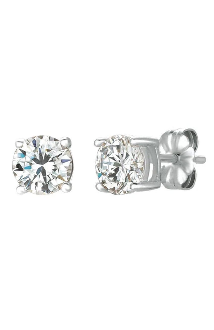 Crislu Solitaire Brilliant Stud Earrings Finished In Pure Platinum - 1.5 Cttw