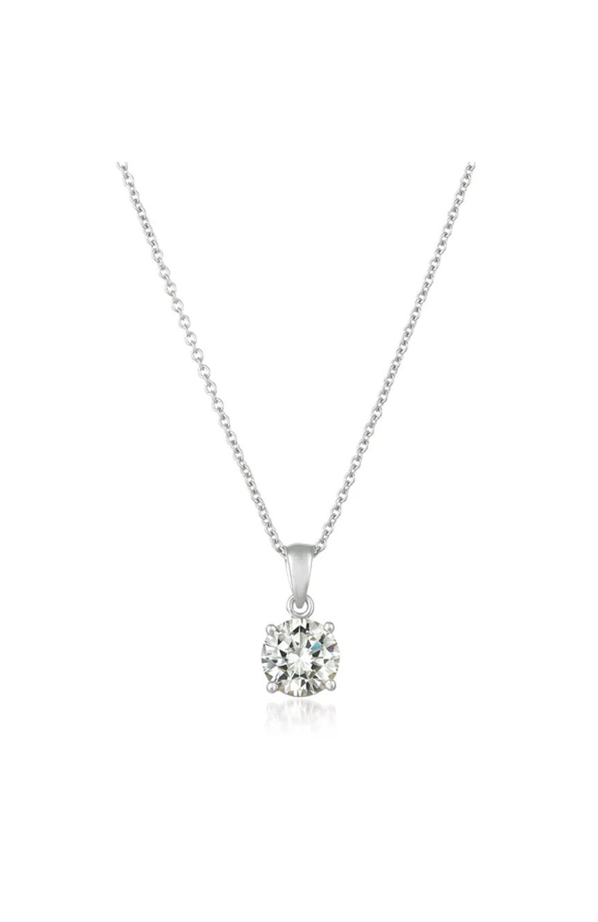 Crislu Royal Brilliant Cut Pendant Necklace Finished In Pure Platinum
