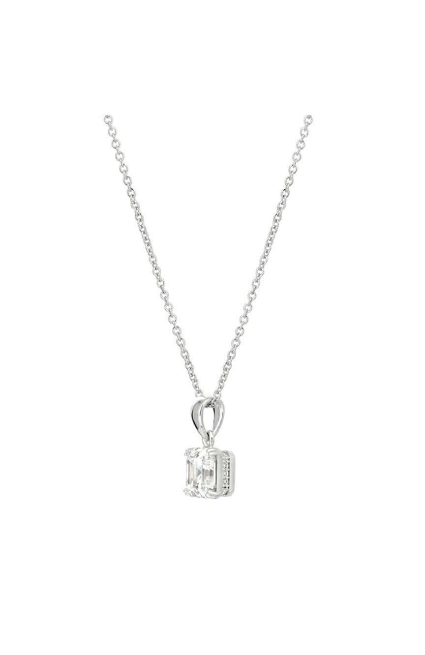 Crislu Royal Asscher Cut Pendant Necklace Finished In Pure Platinum