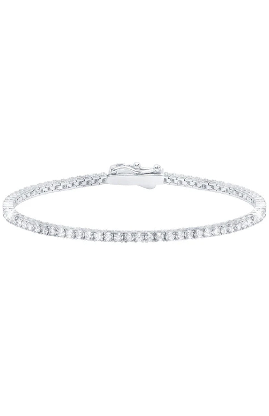 Crislu Classic Small Brilliant Tennis Bracelet Finished In Pure Platinum 2.40 Carat