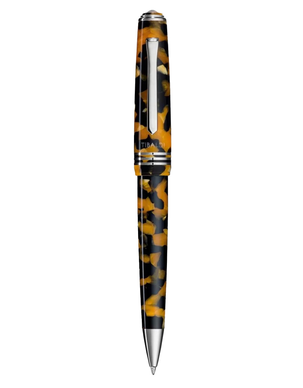 Tibaldi Amber Yellow  Resin Ballpoint Pen With Palladium Trim