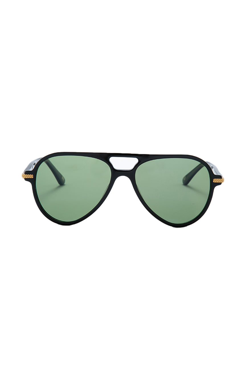 Bentley Black Acetate-Titanium-Gold Plated-Green Lens