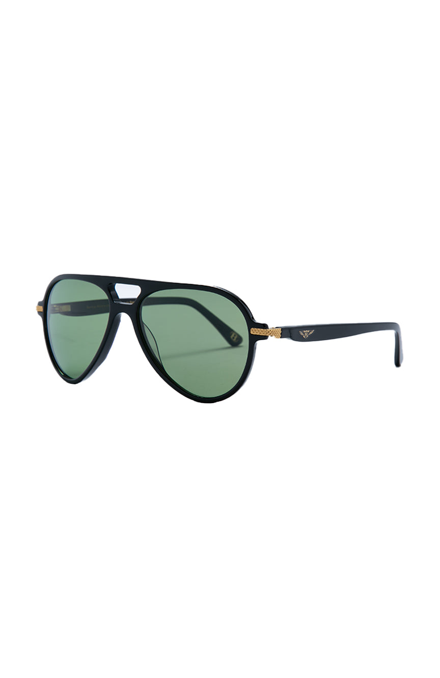 Bentley Black Acetate-Titanium-Gold Plated-Green Lens