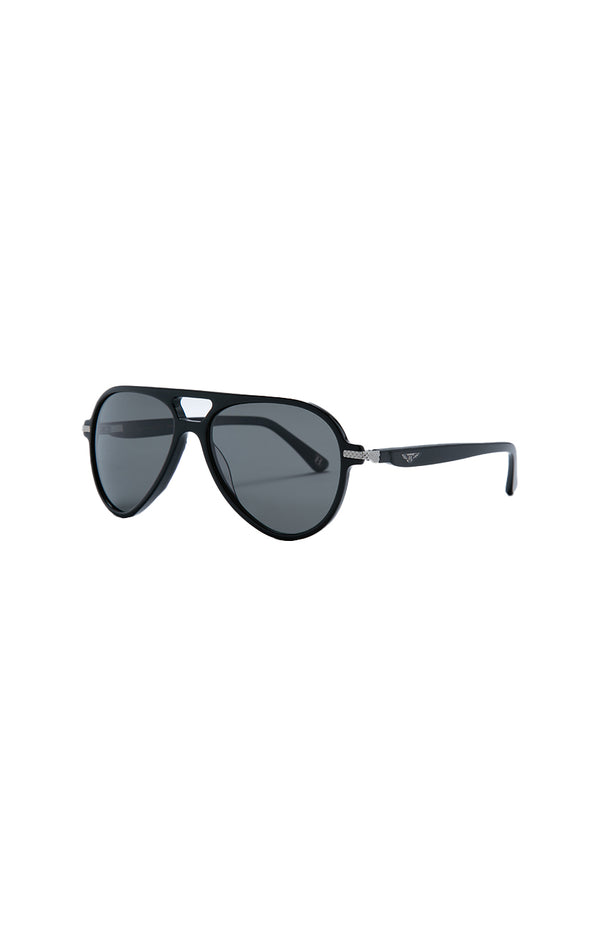Bentley Black Acetate-Titanium-Palladium Plated-Grey Lens