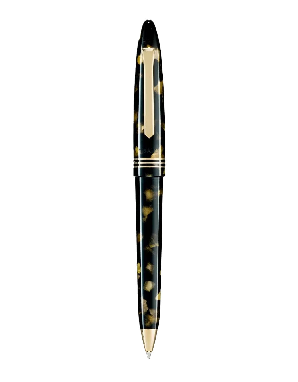Tibaldi Black Gold Resin Ballpoint Pen With 18K Gold Trim