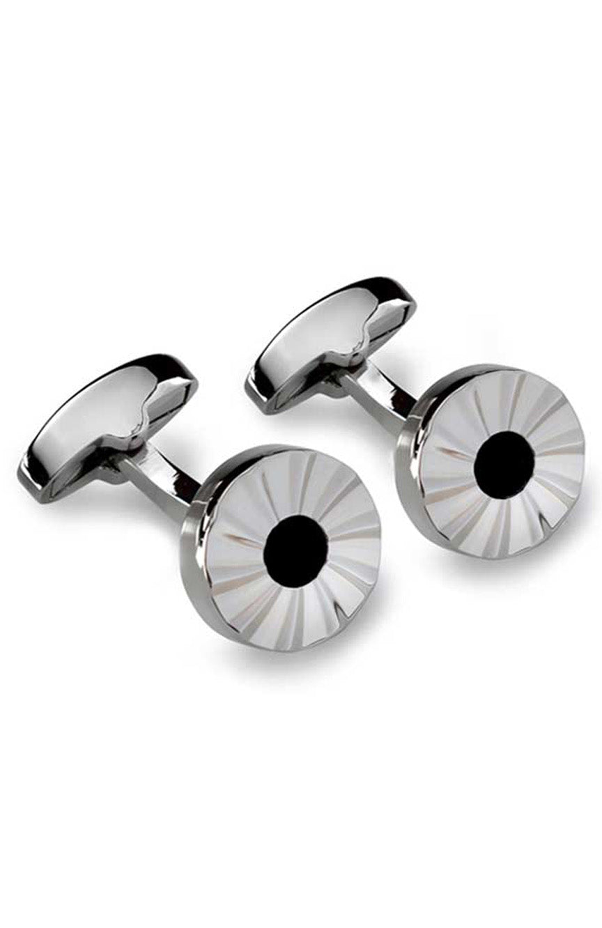 Babette Wasserman Whirlwind Cufflinks, Rhodium/Onyx