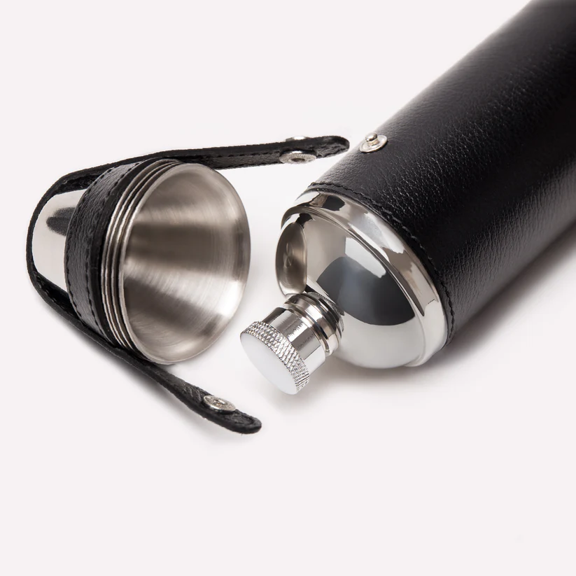 Ettinger Capra 8Oz Hunter Flask With 4 Cups Black