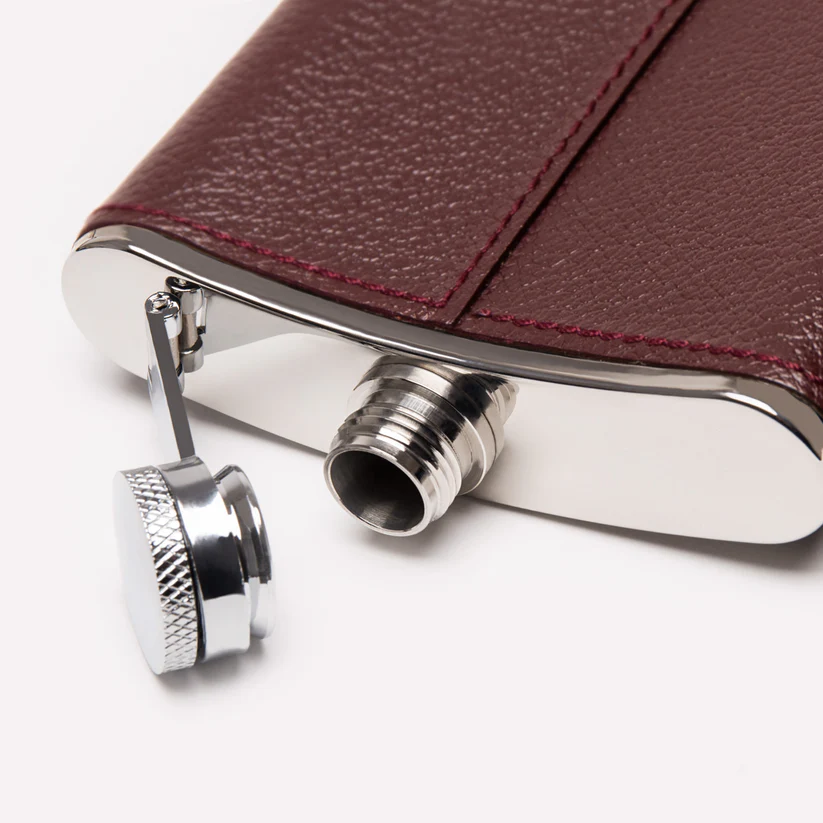 Ettinger Capra 6Oz Captive Top Hip Flask Bordeaux