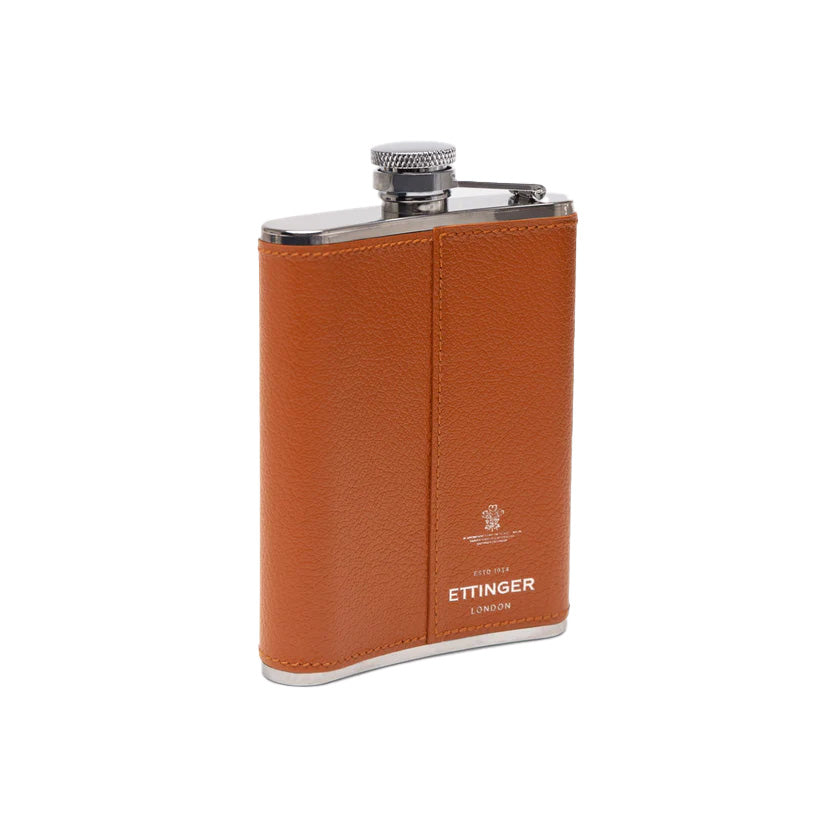Ettinger Capra 6Oz Captive Top Hip Flask Tan
