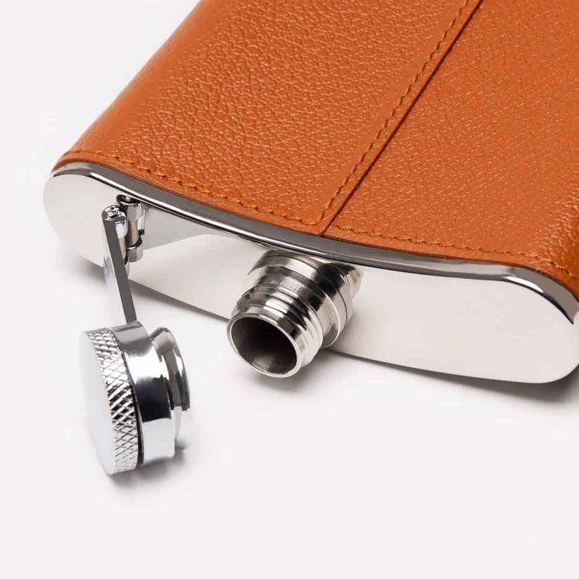 Ettinger Capra 6Oz Captive Top Hip Flask Tan