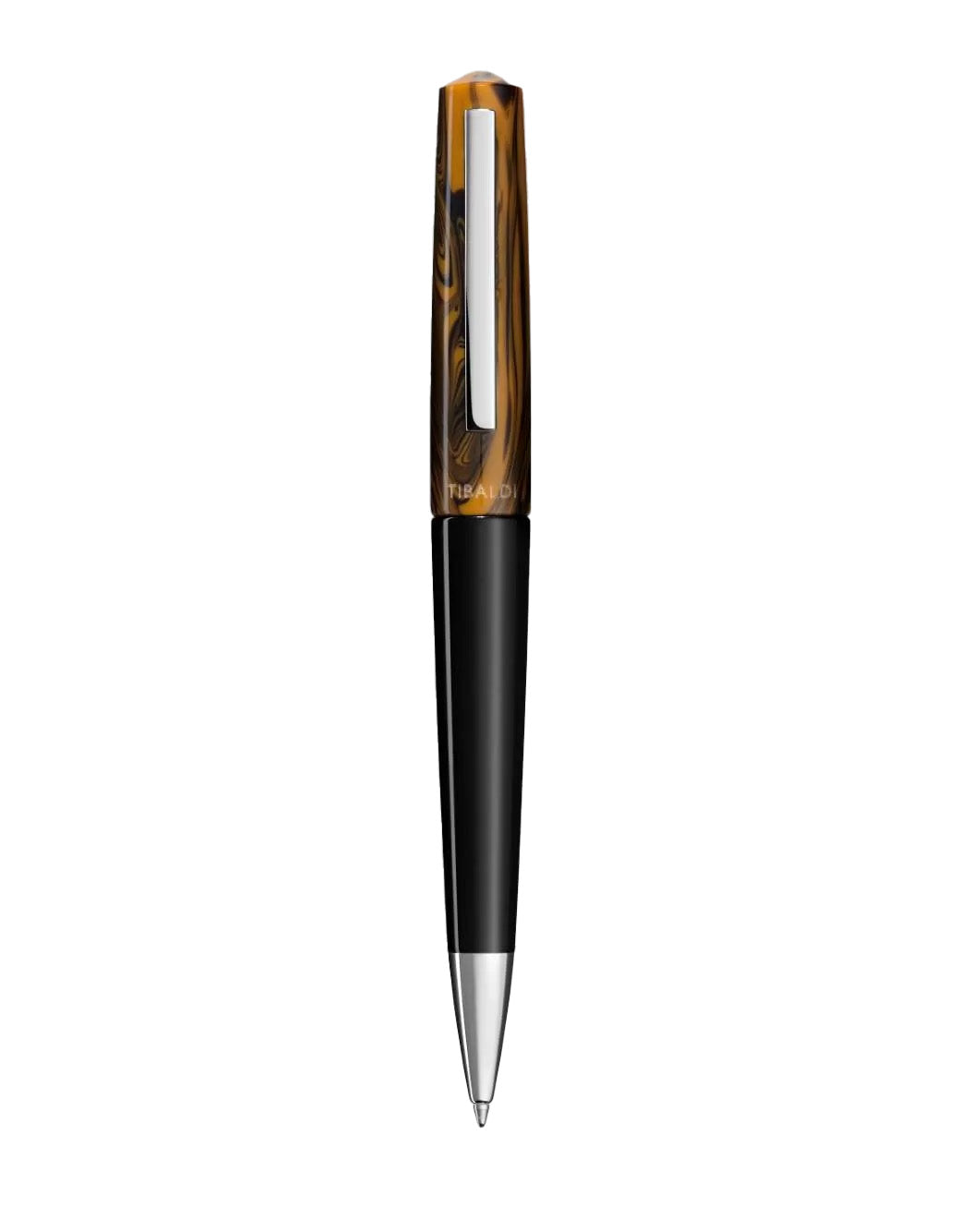 Tibaldi Chrome Yellow Resin Ballpoint Pen With Stainless Steel Trim