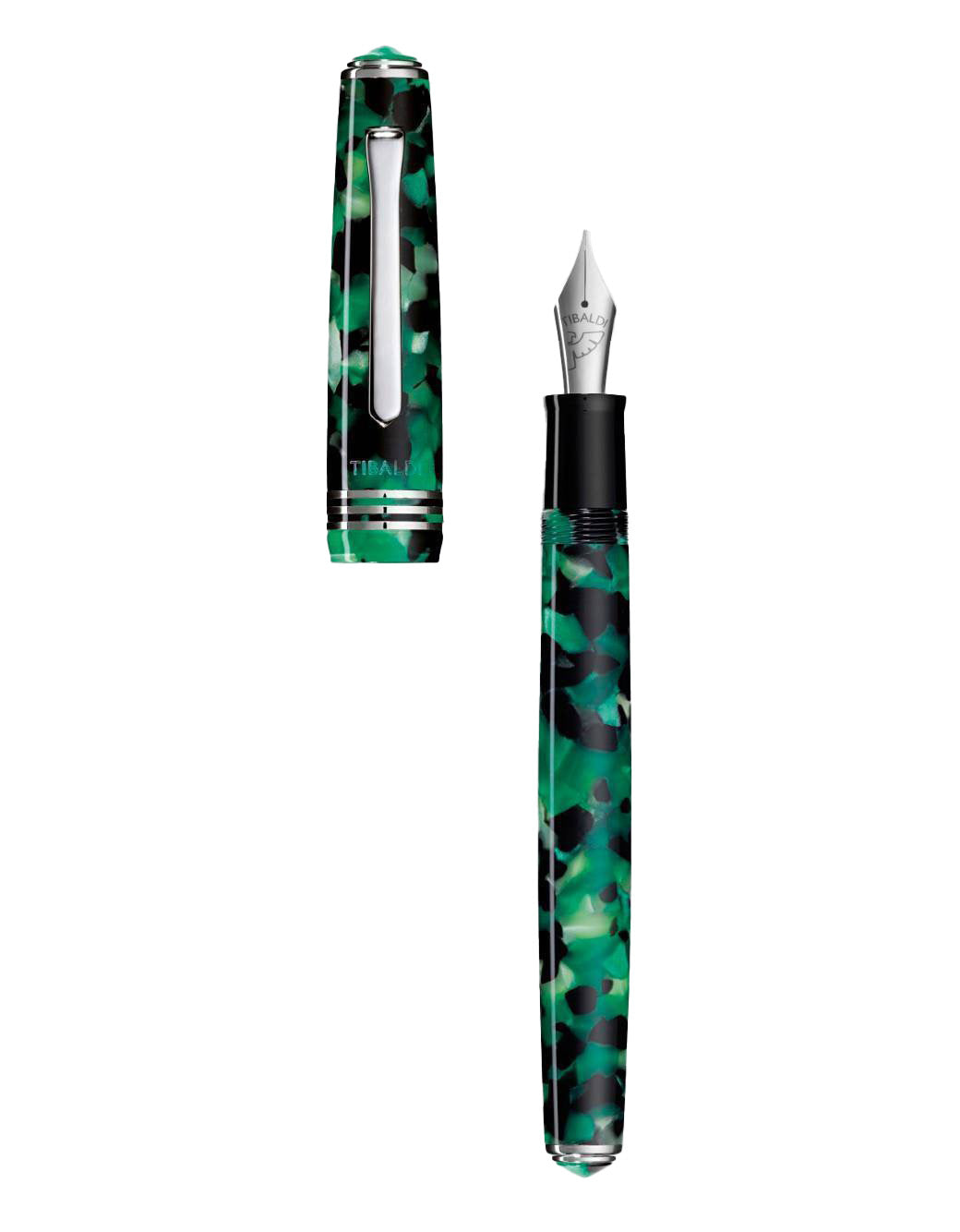 Tibaldi Emerald Green  Resin Fountain Pen With Palladium Trim, Fine Nib