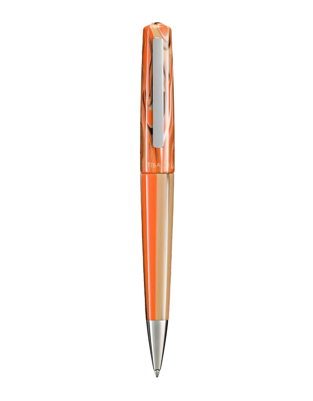 Tibaldi Ginger Beige Resin Ballpoint Pen With Stainless Steel Trim