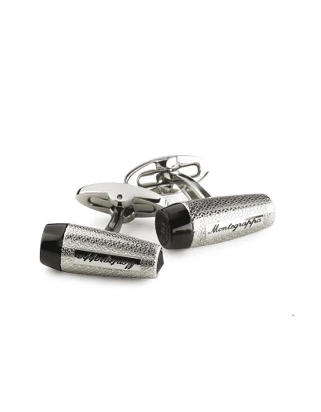 Montegrappa Fortuna Cufflinks, Black PVD & Steel, Black Glass