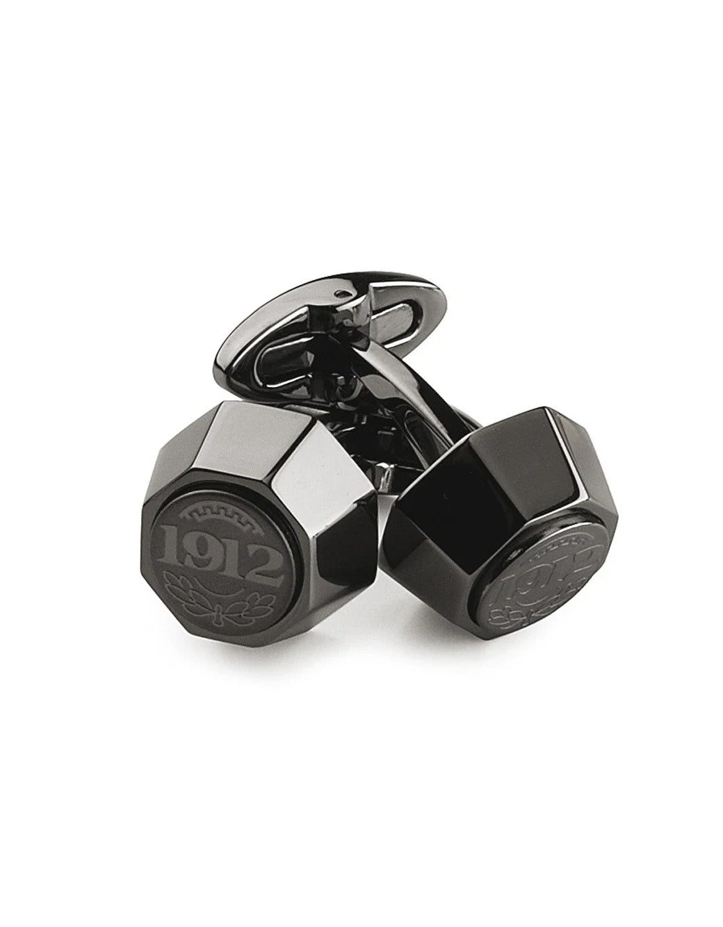 Montegrappa NeroUno 1912 Cufflinks, Gun Metal PVD, Etched Inlay