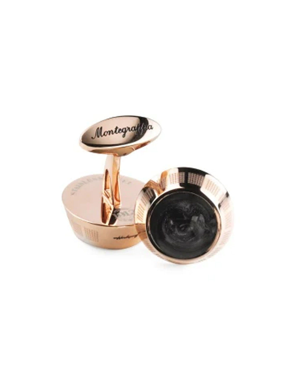 Montegrappa Miya Cufflinks, Rose Gold PVD, Black Inlay