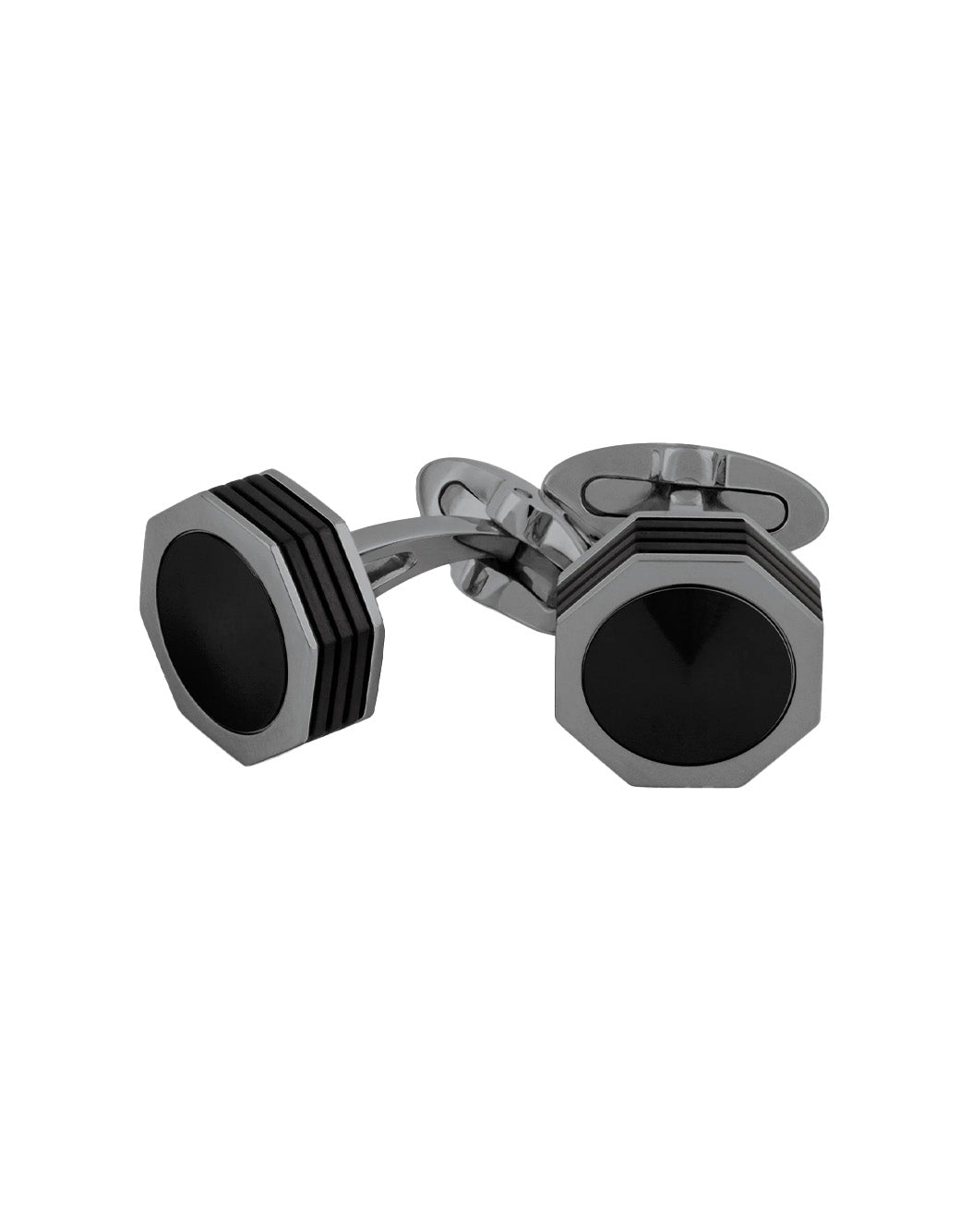 Montegrappa NeroUno Linea Cufflinks, Gun Metal PVD, Onyx Inlay