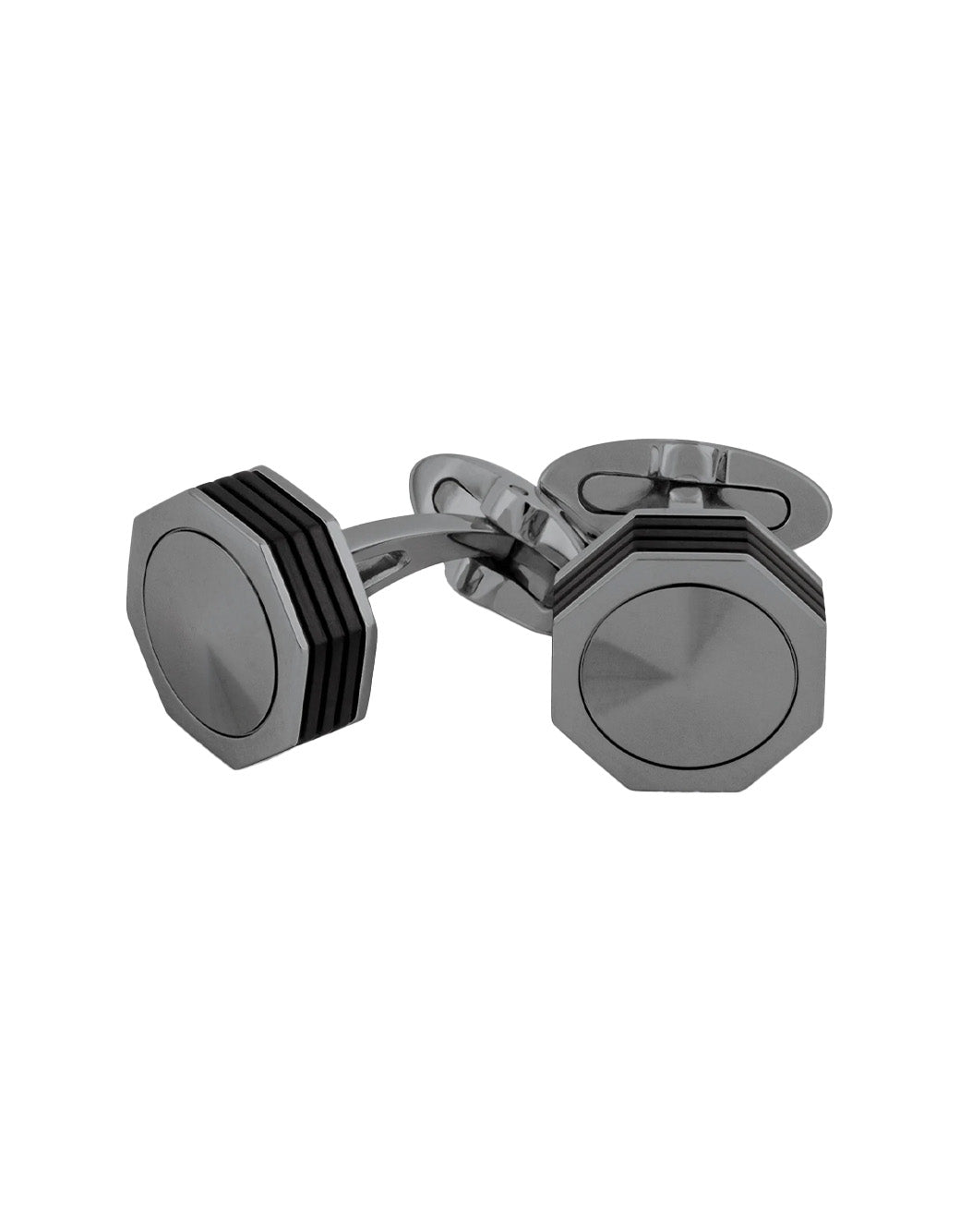 Montegrappa NeroUno Linea Cufflinks, Gun Metal PVD, Metal Inlay