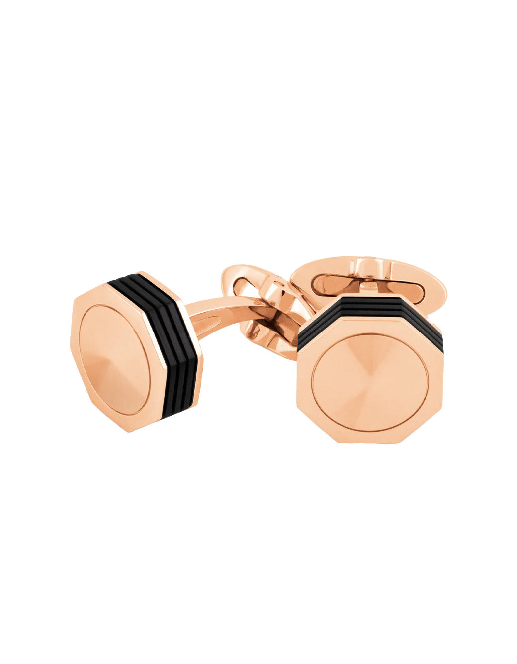 Montegrappa NeroUno Linea Cufflinks, Rose Gold PVD, Metal Inlay