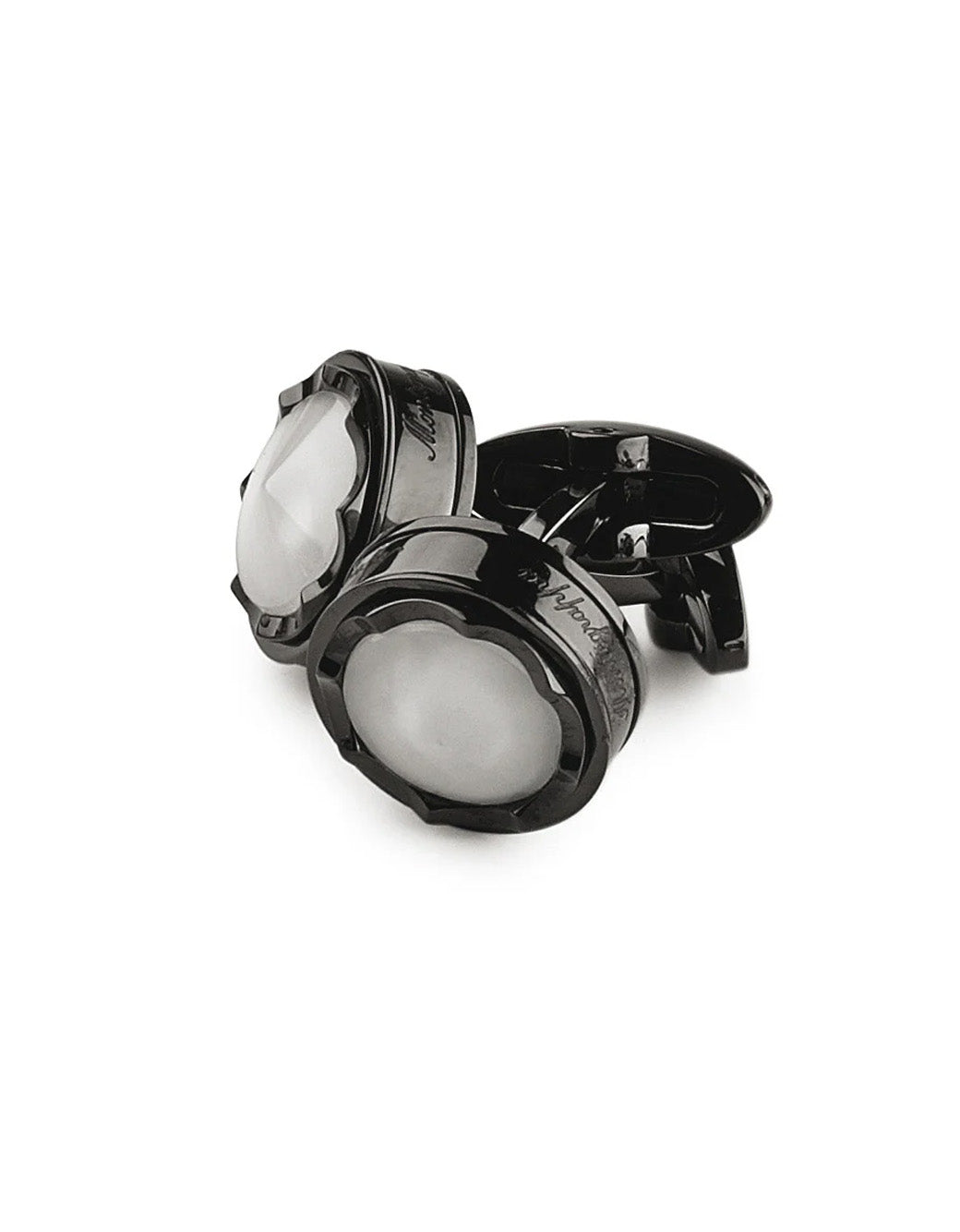 Montegrappa Parola Cufflinks, Black PVD, White Glass