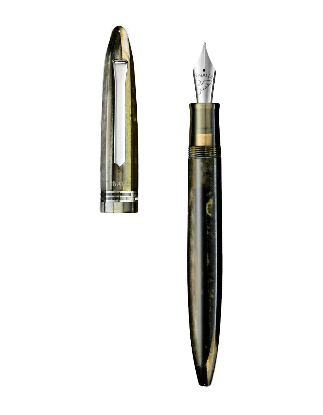 Tibaldi Martini Olive Resin Fountain Pen With Palladium Trim, Extra Fine