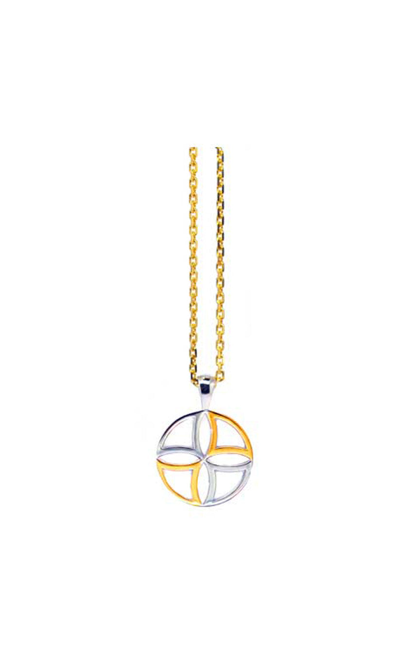 Babette Wasserman Tricorn Sphere Necklace, Silver And Gold
