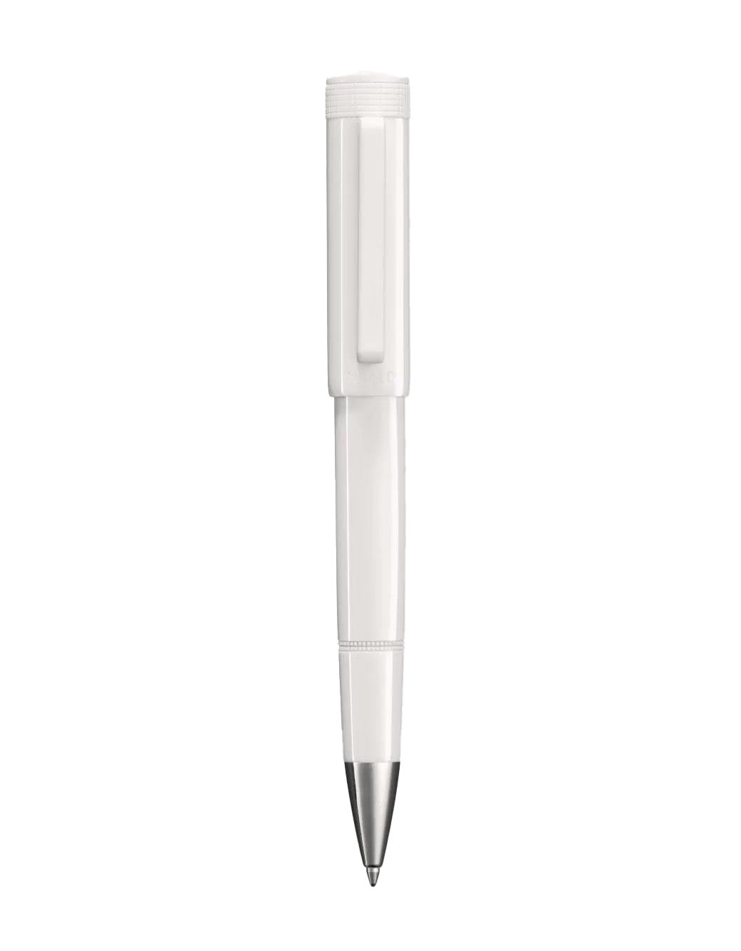 Tibaldi Powder White Resin Ballpoint Pen With Rubber Clip