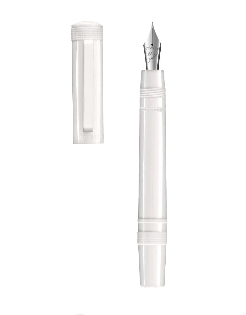 Tibaldi Powder White Resin Fountain Pen With Rubber Clip