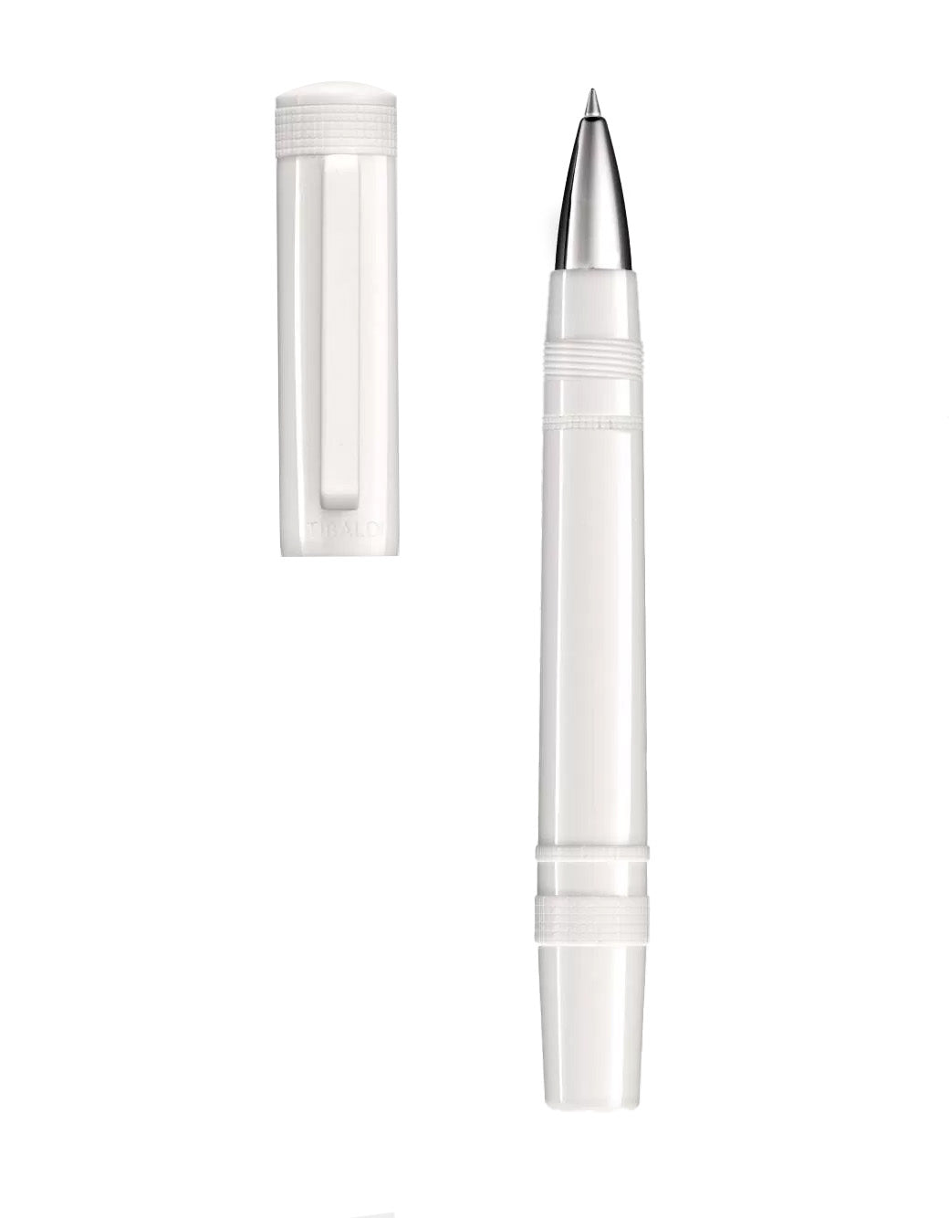 Tibaldi Powder White Resin Rollerball Pen With Rubber Clip